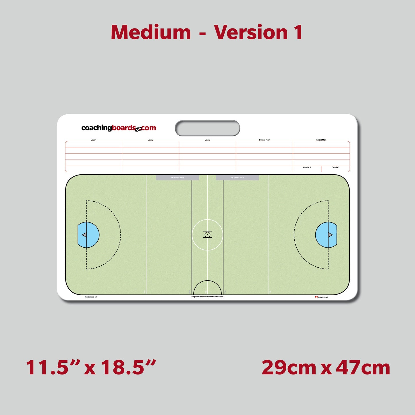 Indoor Box Lacrosse Dry Erase Coaching Board - Medium - V1