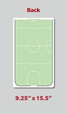 Back view of Indoor Soccer dry erase 2 sided clipboard with player lineups