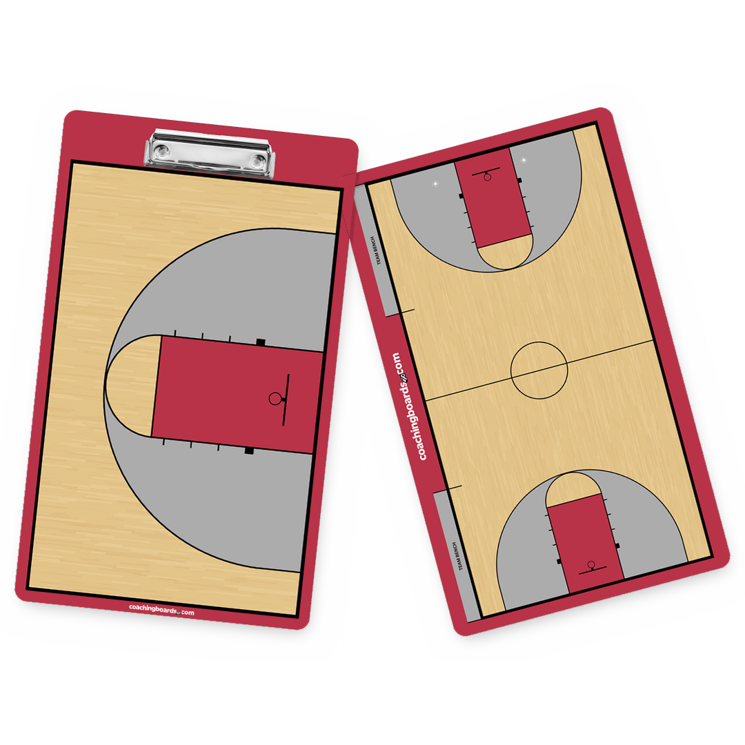 Red / Black NCAA basketball dry erase coaching clipboard, front and back