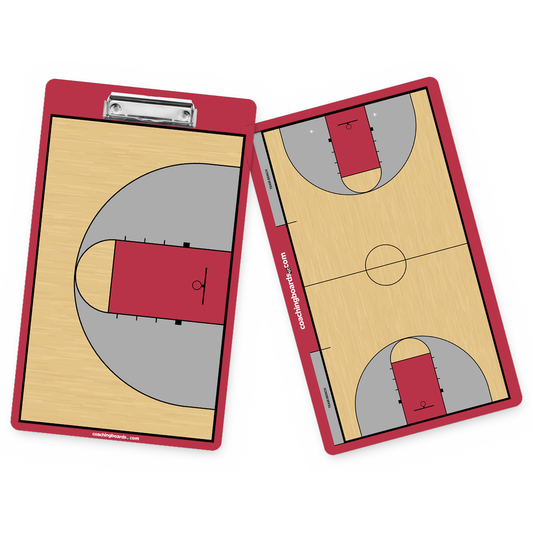 Red / Black NCAA basketball dry erase coaching clipboard, front and back