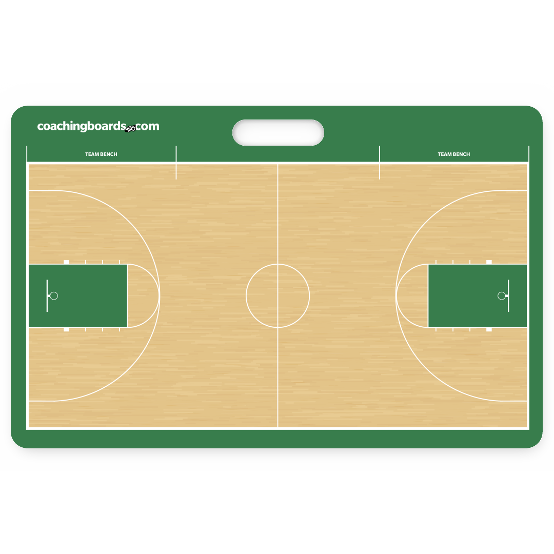 Green / White NCAA basketball dry erase coaching board - Large