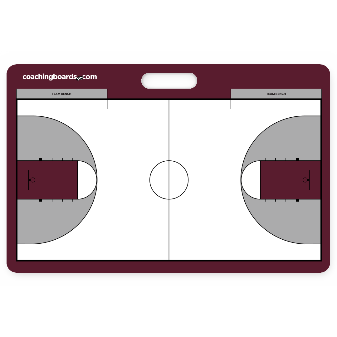 Maroon / White NCAA basketball dry erase coaching board - Large