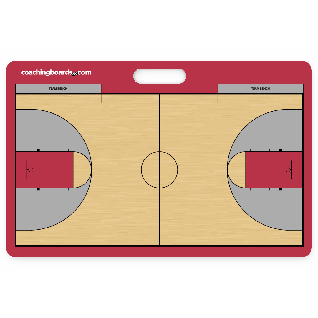 Red / Black NCAA basketball dry erase coaching board - Large