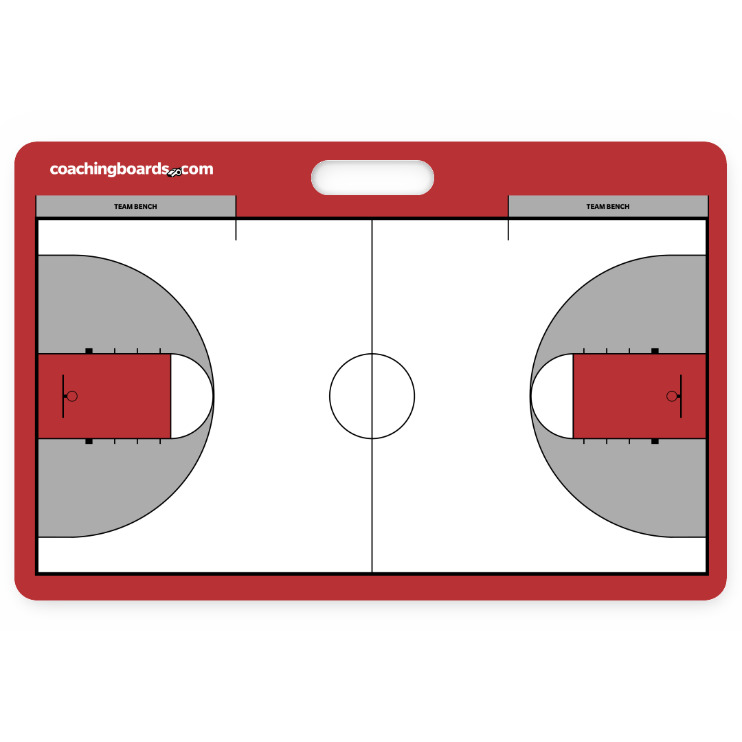 Red / White NCAA basketball dry erase coaching board - Large