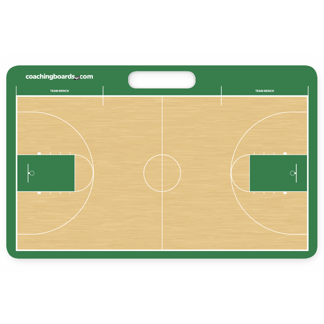 Green / White NCAA basketball dry erase coaching board - Medium
