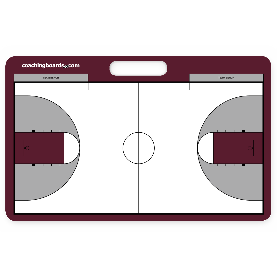 Maroon / White NCAA basketball dry erase coaching board - Medium