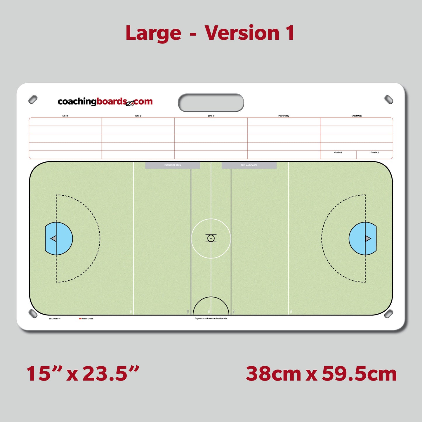 Indoor Box Lacrosse Dry Erase Coaching Board - Large - V1