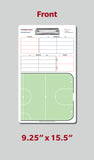 Front view of Indoor Soccer dry erase 2 sided clipboard with player lineups