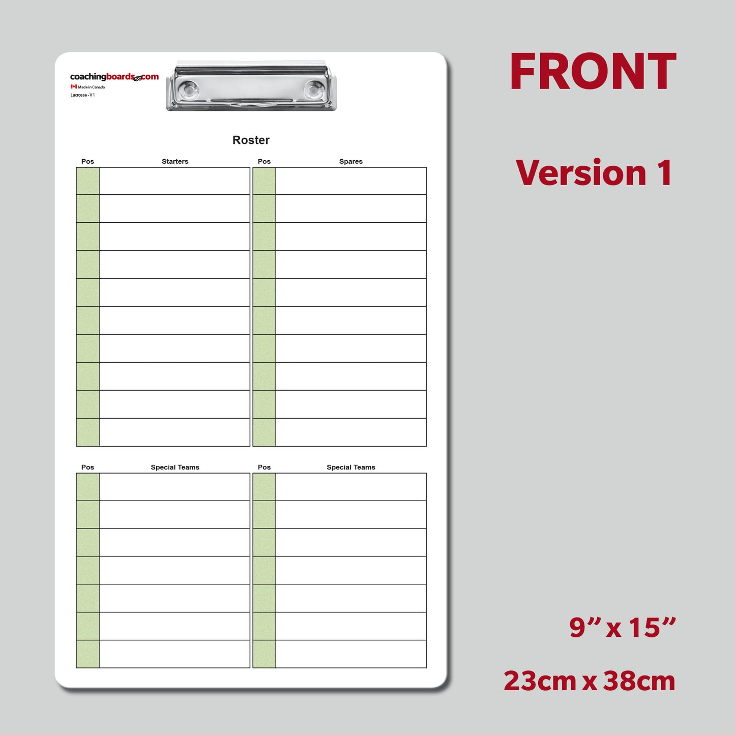 Lacrosse Dry Erase Coaching Clipboard
