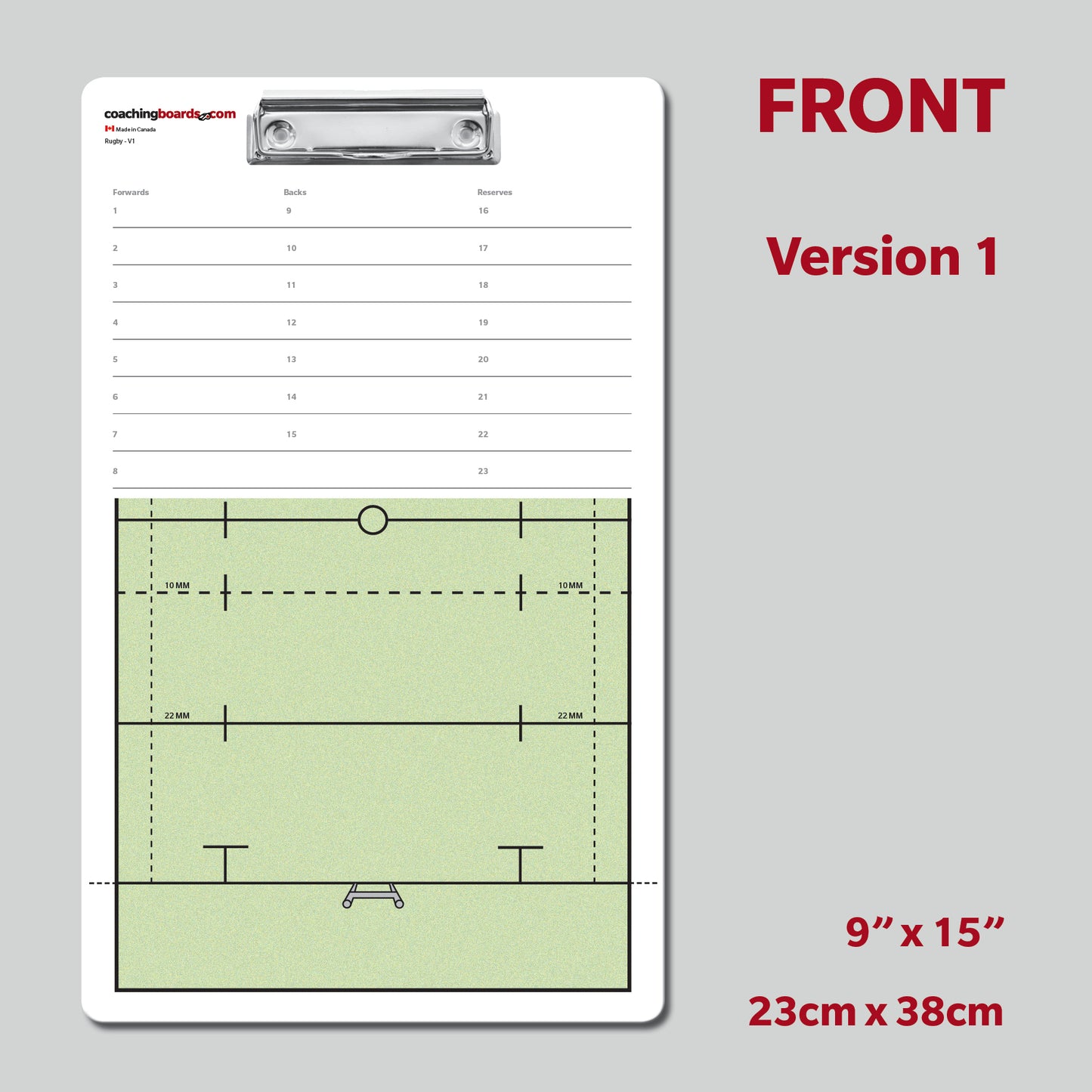 Rugby Dry Erase Coaching Clipboard